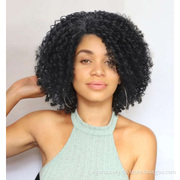 2020 New Fashion Vendor Price Afro For Black Women High Quality Spring Curly Short Black Synthetic None Lace Wig
